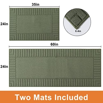 Non-Slip Washable Kitchen Rugs with TPR Backing - 2 Piece Set