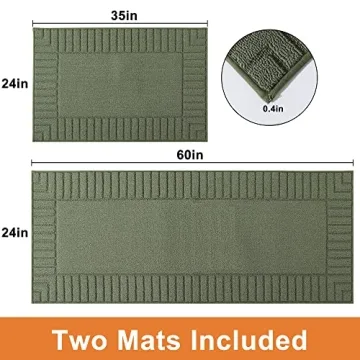 Non-Slip Washable Kitchen Rugs with TPR Backing - 2 Piece Set