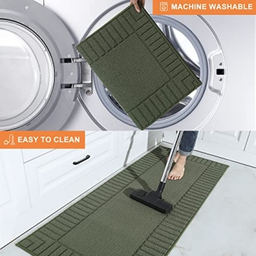 Non-Slip Washable Kitchen Rugs with TPR Backing - 2 Piece Set