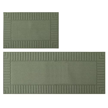 Non-Slip Washable Kitchen Rugs with TPR Backing - 2 Piece Set