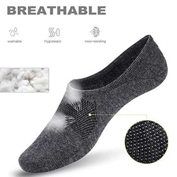 IDEGG No Show Socks Men Casual Athletic Non Slip Grip