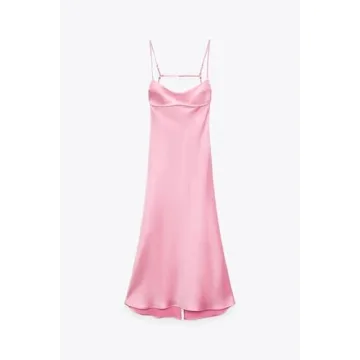 Trendy Pink Satin Slip Dress for Summer Parties and Weddings