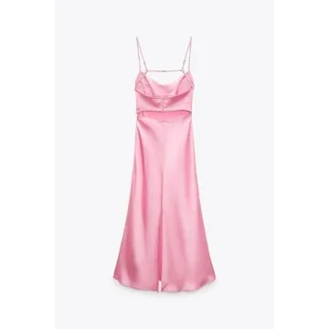 Trendy Pink Satin Slip Dress for Summer Parties and Weddings
