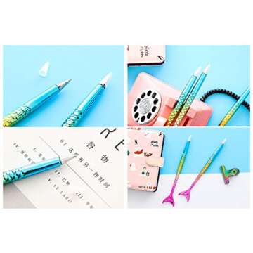 Ipienlee Ballpiont Pens 0.7mm Blue Ink Novelty Mermaid's Tail Desigh Writing Pen Plastic Creative Ba...