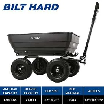 BILT HARD Yard Dump Cart 7 Cu.Ft 1200 lbs Capacity