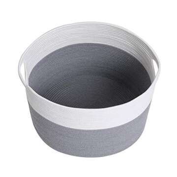 22" x 22" x 16" Mega Size Extra Large Storage Basket, Cotton Rope Storage Baskets, Woven Laundry Hamper, Cloth Storage Bin, for Clothes Towel Blanket Basket in Living Room, Large Basket Grey