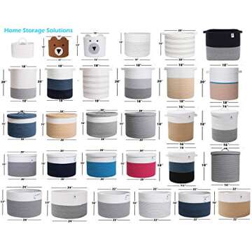 22" x 22" x 16" Mega Size Extra Large Storage Basket, Cotton Rope Storage Baskets, Woven Laundry Hamper, Cloth Storage Bin, for Clothes Towel Blanket Basket in Living Room, Large Basket Grey