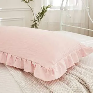 Pink Body Pillow Cover 20x54inches Long Pillowcase Ruffled Pillowcases Shabby Chic Ruffled Fringe Decor Body Ruffled Pillow Sham Cute Pillowcase (1 Body, Pink)