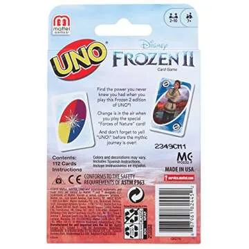 Mattel Games UNO Disney Frozen II Card Game for Kids and Family with 112 Cards and Instructions, Makes a Great Game for Kids 7 Years Old and Up