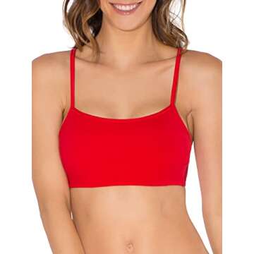 Fruit of The Loom Womens Spaghetti Strap Cotton Pull Over 3 Pack Sports Bra, Black/White/Red Hot, 34