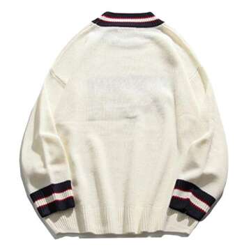 Vamtac Women's Long Sleeve Flame Oversized Sweater Color Block Loose Casual Knitted Jumper Pullover Tops