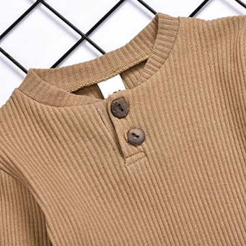 Newborn Baby Boy Girl Clothes Long Sleeve Button Romper Drawstring Pants Outfits Unisex Baby Clothes Fall