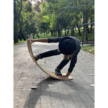 NUTTY TOYS Montessori Wooden Wobble Board for Kids & Adults - 35" 100% Natural Wood Balance Board - Toddler Balancing Rocker - Unique Boy & Girl Open Ended Toy - Best Easter Gifts Idea 2025