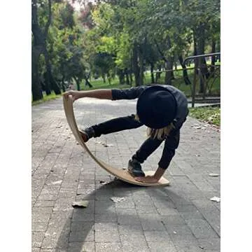 NUTTY TOYS Montessori Wooden Wobble Board for Kids & Adults - 35" 100% Natural Wood Balance Board - Toddler Balancing Rocker - Unique Boy & Girl Open Ended Toy - Best Easter Gifts Idea 2025