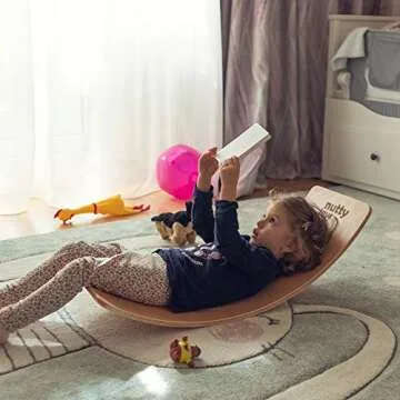 NUTTY TOYS Montessori Wooden Wobble Board for Kids & Adults - 35" 100% Natural Wood Balance Board - Toddler Balancing Rocker - Unique Boy & Girl Open Ended Toy - Best Easter Gifts Idea 2025