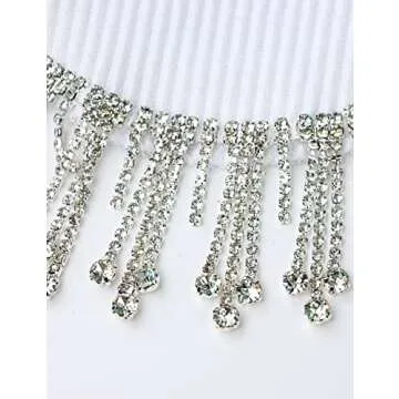 Lauweion Women’s Rhinestones Tassel Crop Top for Trendy Style