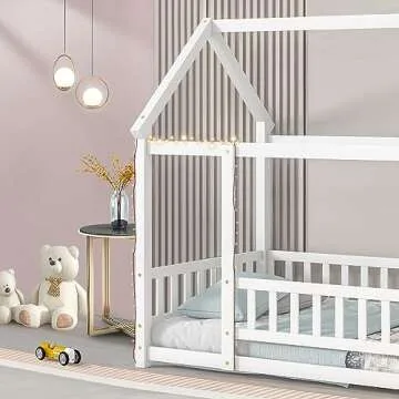LLS Full Size Floor House Bed Frame for Kids