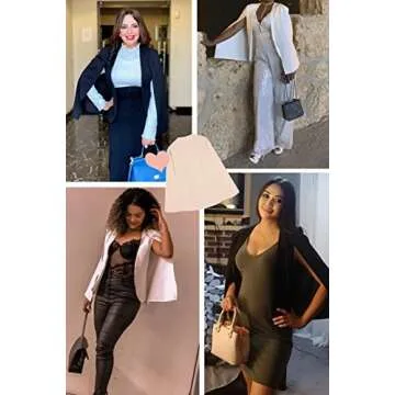 Flybony Cape Sleeve Blazer Jackets for Women Elegant Casual Red Blazer, L