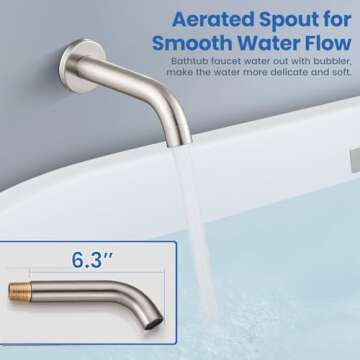 Airuida Round Shower System Set with Tub Spout,Wall Mount 3 Function Rain Shower Faucet Set,2 Functions Handheld Shower Tub Spout Tub Shower Combo Set Fixtures 10 Inches Shower Head Brushed Nickel