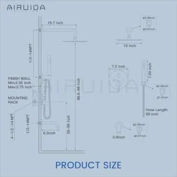 Airuida Round Shower System Set with Tub Spout,Wall Mount 3 Function Rain Shower Faucet Set,2 Functions Handheld Shower Tub Spout Tub Shower Combo Set Fixtures 10 Inches Shower Head Brushed Nickel