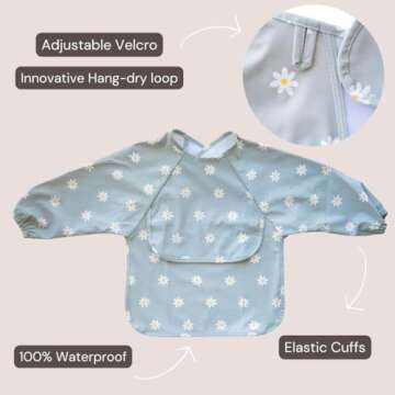 Zoe & Co Mess-proof Long Sleeve Baby Bib for Toddlers | Adjustable & Eco-friendly