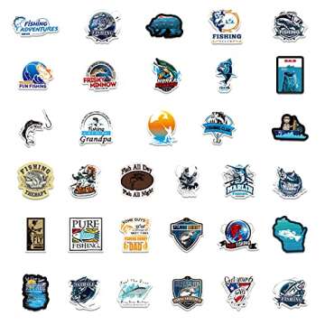 Guer Go Fishing Stickers 101PCS Outdoor Adventure Fishing Pole Decals for Water Bucket Phone Letter Guitar Laptop Skateboard Aesthetic Gifts for Fly Fish Enthusiast Hunting Theme Decals