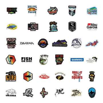Guer Go Fishing Stickers 101PCS Outdoor Adventure Fishing Pole Decals for Water Bucket Phone Letter Guitar Laptop Skateboard Aesthetic Gifts for Fly Fish Enthusiast Hunting Theme Decals