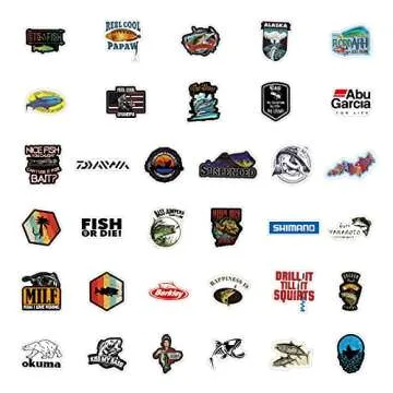 Guer Go Fishing Stickers 101PCS Outdoor Adventure Fishing Pole Decals for Water Bucket Phone Letter Guitar Laptop Skateboard Aesthetic Gifts for Fly Fish Enthusiast Hunting Theme Decals