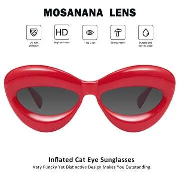 mosanana Inflated Bubble Y2K Cat Eye Sunglasses for Women Trendy Cool Cute Funky Fashion Retro Vinta...