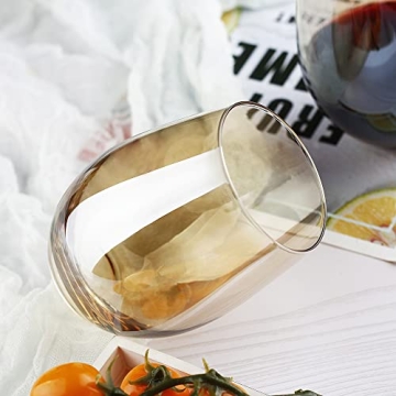 LUXU Amber Stemless Wine Glass Set - Stylish Drink Tumblers