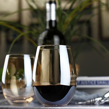 LUXU Amber Stemless Wine Glass Set - Stylish Drink Tumblers