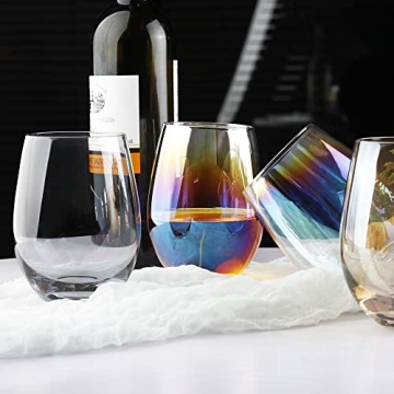 LUXU Amber Stemless Wine Glass Set - Stylish Drink Tumblers