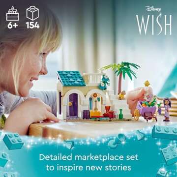 LEGO Disney Wish: Asha in The City of Rosas 43223 Building Toy Set, A Buildable Model from The Disne...
