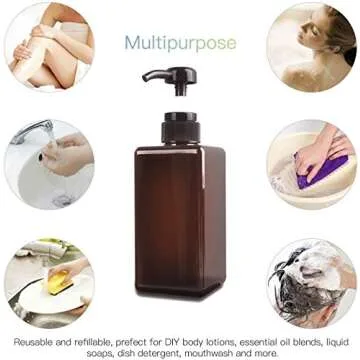 Pump Bottle, Refillable Plastic Empty Lotion Soap Dispenser Liquid Container for Bathroom Shampoo and Body Wash, 22oz/650ml Amber 2 Pack