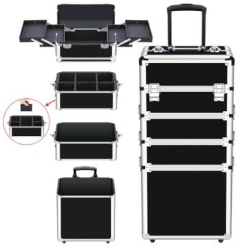 OUDMAY 4 in 1 Makeup Train Case with Aluminum Frame