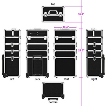 OUDMAY 4 in 1 Makeup Train Case with Aluminum Frame