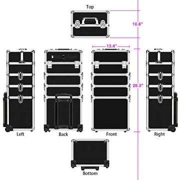 OUDMAY 4 in 1 Makeup Train Case with Aluminum Frame
