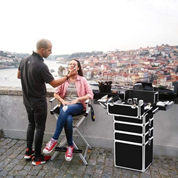 OUDMAY 4 in 1 Makeup Train Case with Aluminum Frame