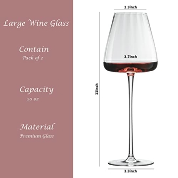 Elegant PTSTING Hand Blown 20oz Wine Glasses Set of 2