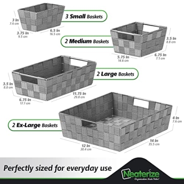 Stylish Dark Grey Storage Baskets Set Of 9 For Organizing