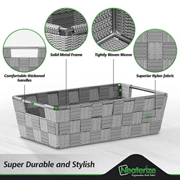 Stylish Dark Grey Storage Baskets Set Of 9 For Organizing