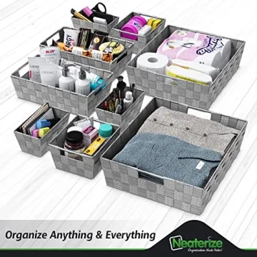 Stylish Dark Grey Storage Baskets Set Of 9 For Organizing