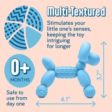 SplashEZ Baby Teether 100% Silicone Baby Toys, Teethers for Babies 3-6 Months, 6-12 Months, Infant, ...