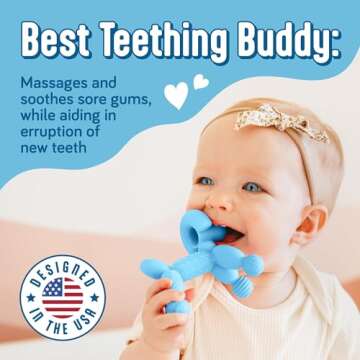 SplashEZ Baby Teether 100% Silicone Baby Toys, Teethers for Babies 3-6 Months, 6-12 Months, Infant, Newborns 0+ BPA-Free, Certified Safe Pacifier Textures, Purple