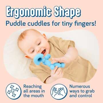 SplashEZ Baby Teether 100% Silicone Baby Toys, Teethers for Babies 3-6 Months, 6-12 Months, Infant, Newborns 0+ BPA-Free, Certified Safe Pacifier Textures, Purple