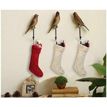 Free Yoka Cable Knit Christmas Stockings Kits Solid Color White Ivory Classic Decorations 18", Set of 2