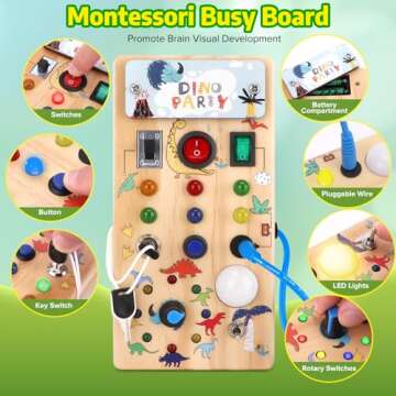 wakeInsa Montessori Busy Board,Montessori Toys for 1-3 Years Old,Baby Sensory Board,Preschool Learni...