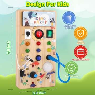 wakeInsa Montessori Busy Board,Montessori Toys for 1-3 Years Old,Baby Sensory Board,Preschool Learning Activities,Wooden Toys for Toddler,Christmas & Birthday Gift for Boys & Girls