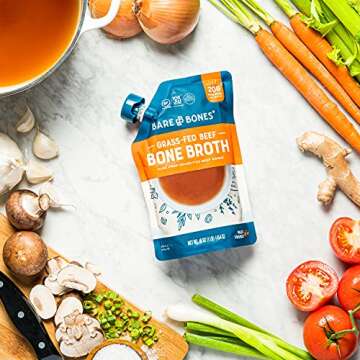 Bare Bones Beef Bone Broth - 16 oz Pack of 6 for Healthy Cooking