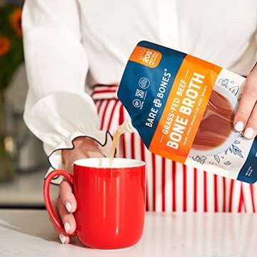 Bare Bones Beef Bone Broth - 16 oz Pack of 6 for Healthy Cooking